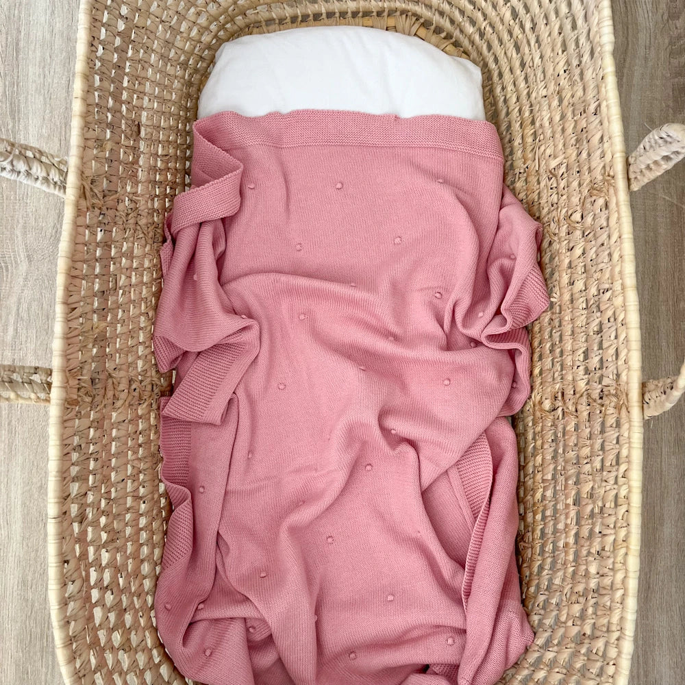 Copertina neonato in cotone pompon