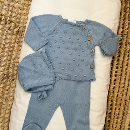 Completino neonato pompon con cuffietta