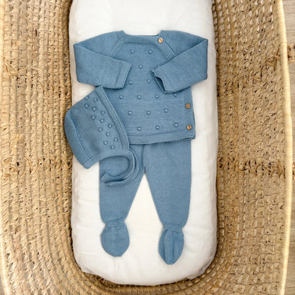 Completino neonato pompon con cuffietta