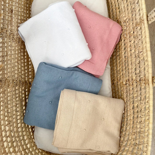 Copertina neonato in cotone pompon