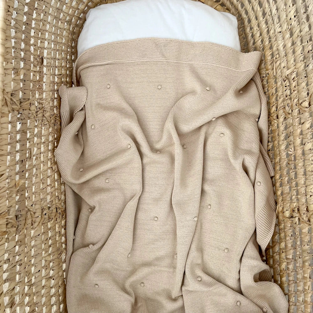 Copertina neonato in cotone pompon
