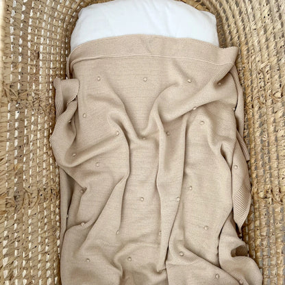 Copertina neonato in cotone pompon