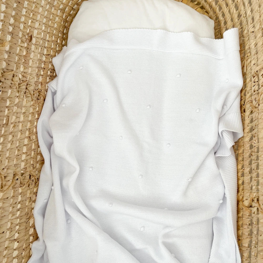 Copertina neonato in cotone pompon
