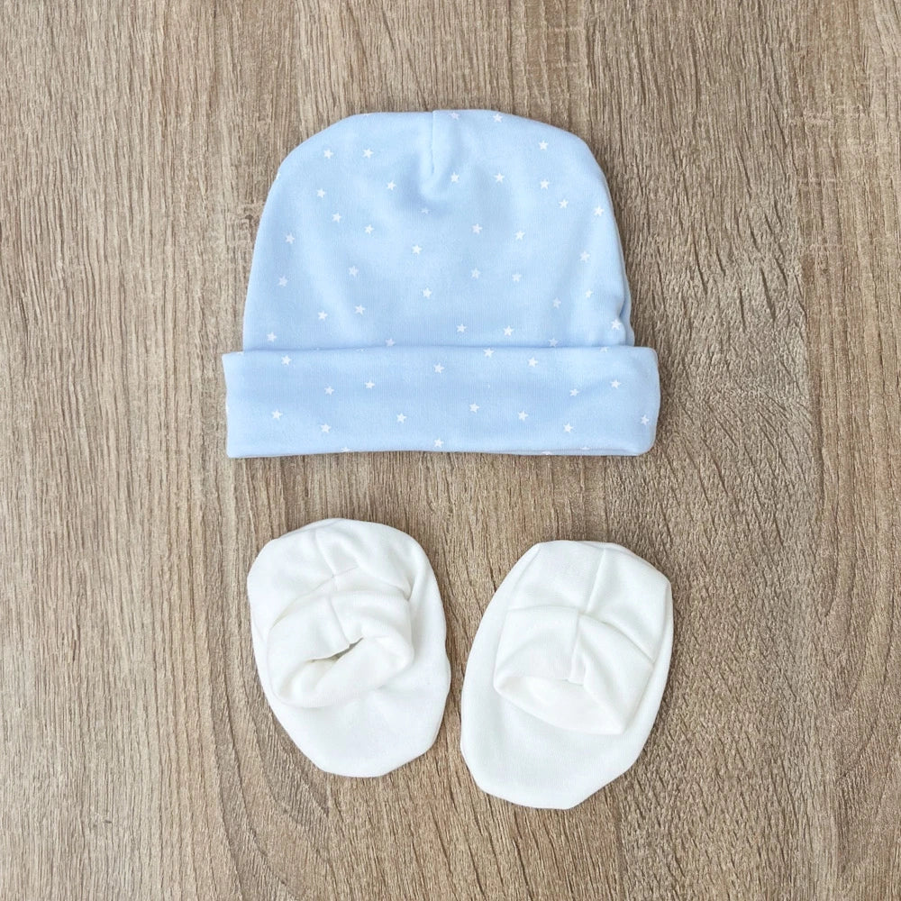 Set nascita cappello e scarpine in cotone