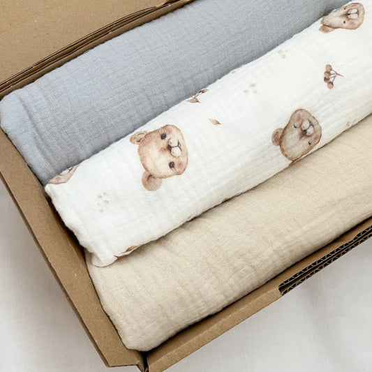 Set Mussola Bear grigio